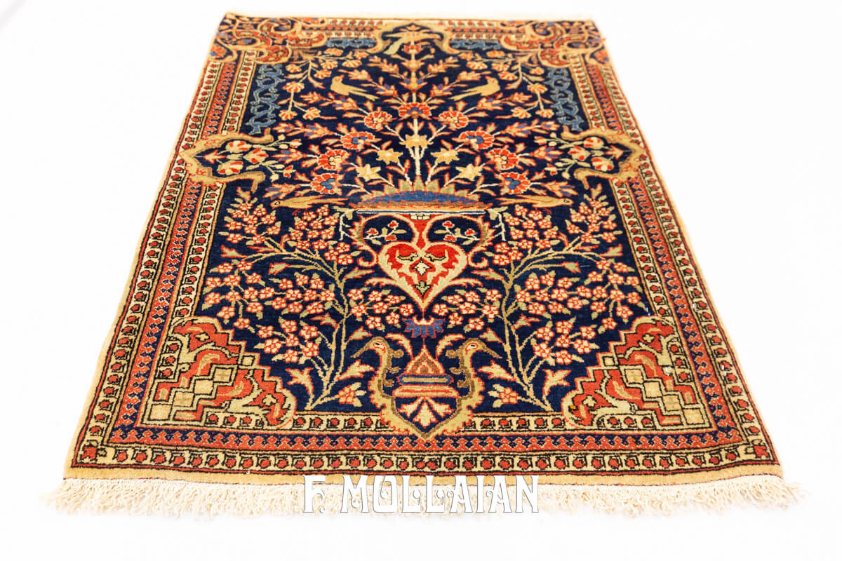 Tappeto Kashan Mohtasham di Seta Colore Blu n°:368173